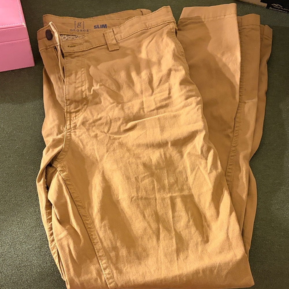 George Men's Slim Fit Khaki Chinos